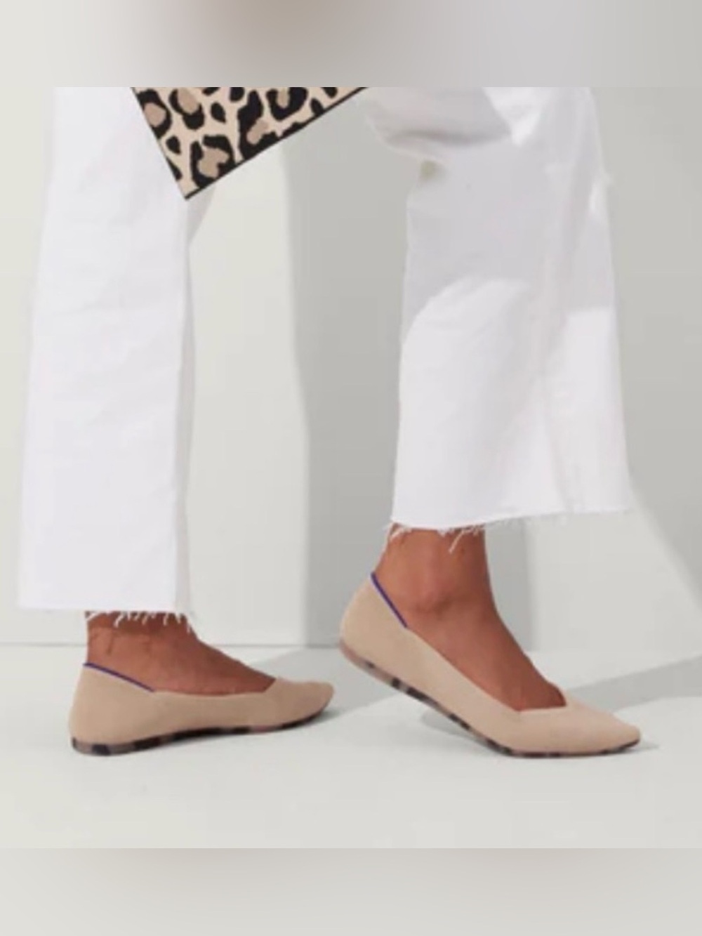 Rothy's The Point OG Flats Ecru Tortoiseshell Sole Neutral Washable Knit Shoes 8